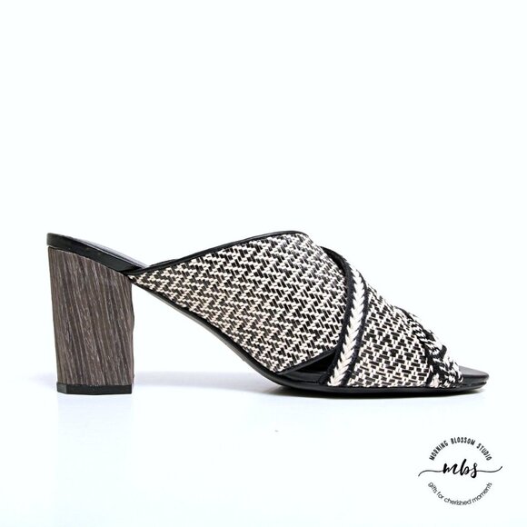 NWT Kelsi Dagger Brooklyn Cosmo Tweed Slide Block Heeled Sandals - Picture 8 of 12